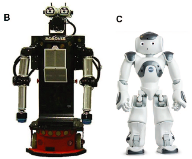 (В) – Robovie; (C) – NAO