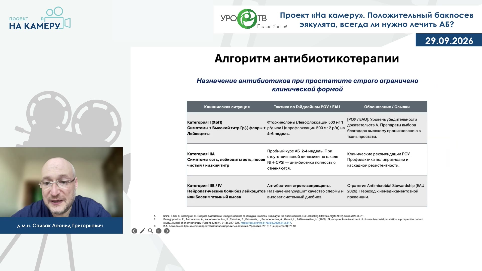Спивак Л.Г., Дроздова А.В. — Положительный бакпосев эякулята, всегда ли нужно лечить АБ?